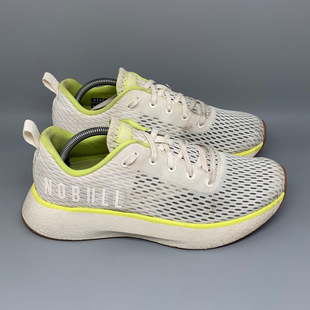 NOBULL Mesh Trainer‎ White Neon Yellow Running Shoes Men’s Sz 10